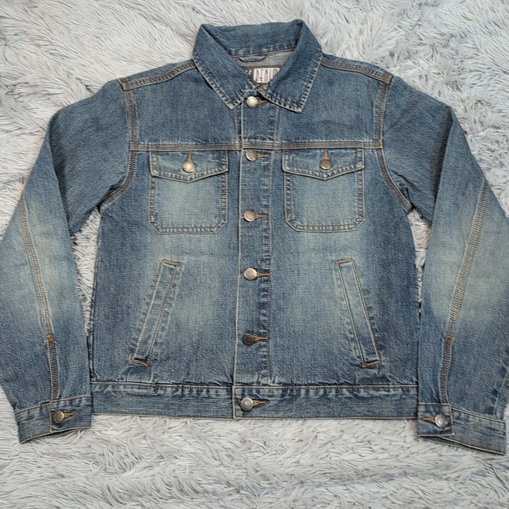 Classic Denim Jacket Womens M‎ Blue Button Up Pockets Casual Comfort Chore